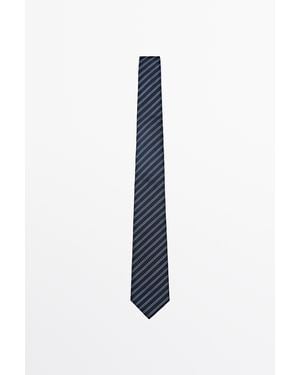 MASSIMO DUTTI Cravatta A Doppia Riga 100% Seta - Blu