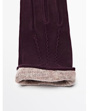 MASSIMO DUTTI Suede Leather Gloves - Purple