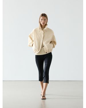 MASSIMO DUTTI High Neck Bomber Puff Jacket - Natural