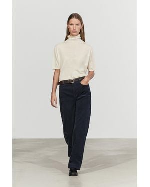 MASSIMO DUTTI Mid-Waist Slim Straight Needlecord Trousers - Multicolour