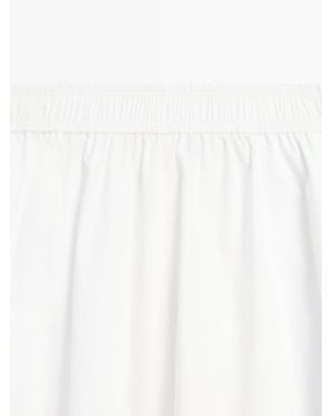 MASSIMO DUTTI Long Gathered Poplin Skirt - White