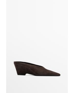 MASSIMO DUTTI Leather Slingback Heel Shoe - Brown