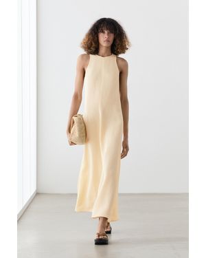 MASSIMO DUTTI Flowing Linen Halter Midi Dress - Natural