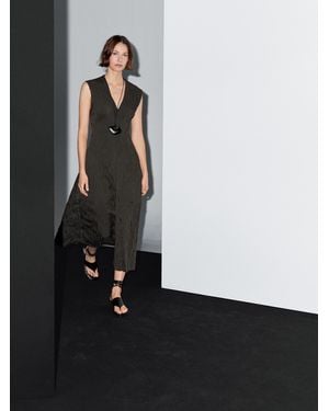 MASSIMO DUTTI Vestido Largo Plisado Efecto Arrugado - Blanco