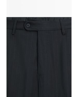 MASSIMO DUTTI 100% Cool Wool Striped Suit Pants - Black