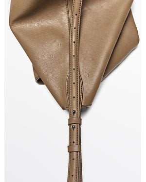 MASSIMO DUTTI Bolso Bucket Piel Napa - Blanco