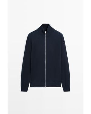 MASSIMO DUTTI 100% Cotton Knit Cardigan - Blue