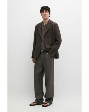 MASSIMO DUTTI Wide-Leg Linen Denim-Effect Trousers - Grey