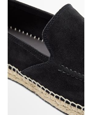 MASSIMO DUTTI Leather Espadrilles With Moc Toe - Black