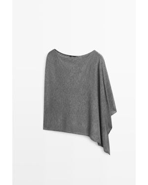 MASSIMO DUTTI Fijngebreide Cape - Grijs