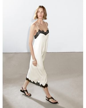 MASSIMO DUTTI Long Contrast Camisole Dress - White