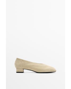 MASSIMO DUTTI Zapato Tacón Piel Serraje - Neutro