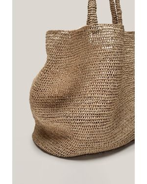 MASSIMO DUTTI 100% Raffia Maxi Tote Bag - Brown
