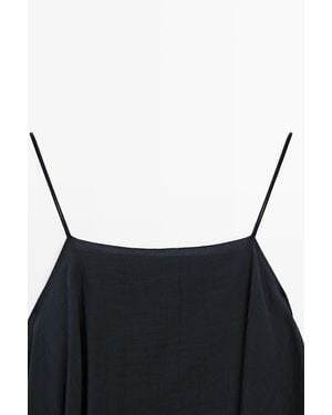 MASSIMO DUTTI Midi Dress With Asymmetrical Ruffle Detail - White