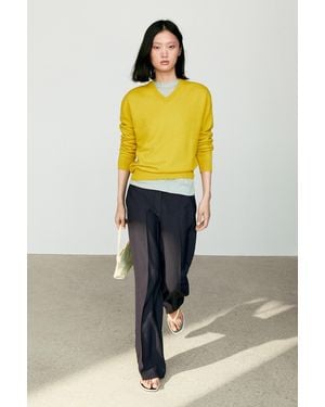 MASSIMO DUTTI Flowing Straight-Leg Pants - Yellow