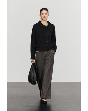 MASSIMO DUTTI Cardigan Misto Cashmere Con Dettaglio Bottoni - Nero