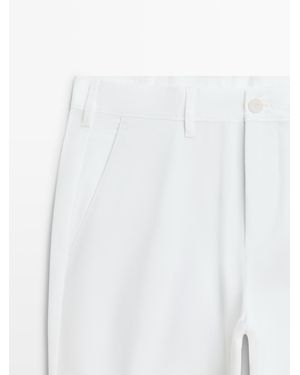 MASSIMO DUTTI Cotton Blend Slim Fit Pants - White