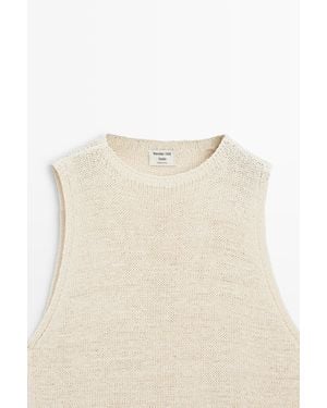 MASSIMO DUTTI Studio Silk-Blend Knit Halter Top - Natural