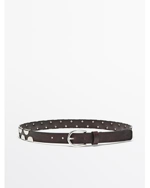 MASSIMO DUTTI Belt With Metallic Appliques - White
