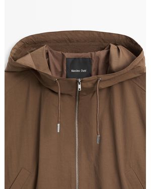 MASSIMO DUTTI Long Technical Fabric Parka - Brown