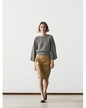 MASSIMO DUTTI Melierter Strickpullover Aus Baumwolle - Weiß