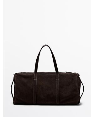 MASSIMO DUTTI Suède Leren Reistas - Zwart