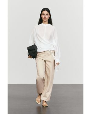 MASSIMO DUTTI Flowing Wrap Blouse - Natural