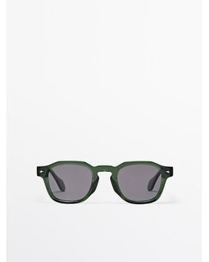 MASSIMO DUTTI Geometric Sunglasses - Green