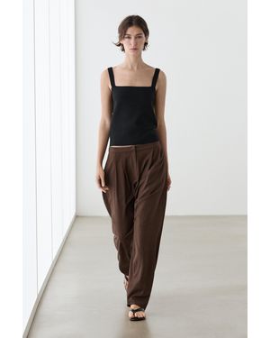 MASSIMO DUTTI Knit Top With A Square Neckline - Black