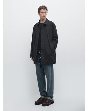 MASSIMO DUTTI Trench Tejido Water Repellent - Azul