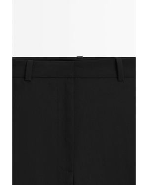 MASSIMO DUTTI Wool Blend Pants With Seam Detail - Black