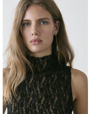 MASSIMO DUTTI Pendientes Antique Brillos - Marrón