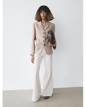 MASSIMO DUTTI Linen Melange Blazer - White