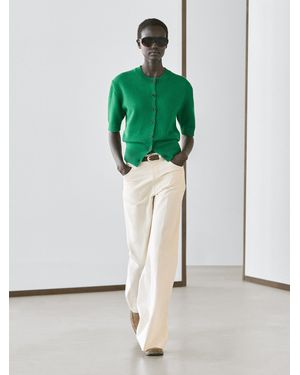 MASSIMO DUTTI Cárdigan Punto Manga Corta Mezcla Algodón - Verde