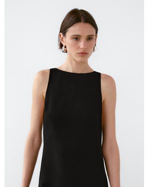 MASSIMO DUTTI 100% Linen Round Neck Midi Dress in Red | Lyst UK