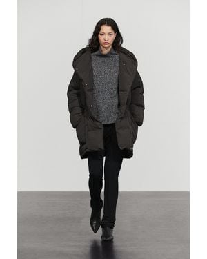 MASSIMO DUTTI Puffer Jacket With Hood Detail - Black