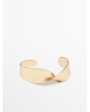 MASSIMO DUTTI Wide Textured Bracelet - White