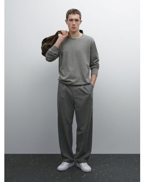 MASSIMO DUTTI Feinstrickpullover Aus 100 Baumwolle - Grau