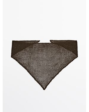 MASSIMO DUTTI Bandana Tejido Calado Mezcla Algodón - Verde