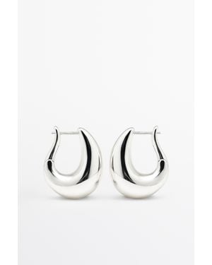 MASSIMO DUTTI Teardrop Detail Hoop Earrings - Metallic