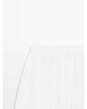 MASSIMO DUTTI Total Look Linen Bermuda Shorts - White