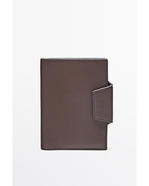MASSIMO DUTTI Nappa Passport Holder - Brown