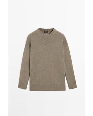 MASSIMO DUTTI 100% Kasjmier Oversized Tricot Trui - Naturel