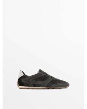 MASSIMO DUTTI Contrast Leather Trainers - White