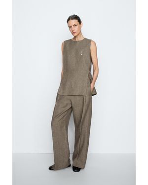 MASSIMO DUTTI Mottled-Effect Cutout Top - Grey