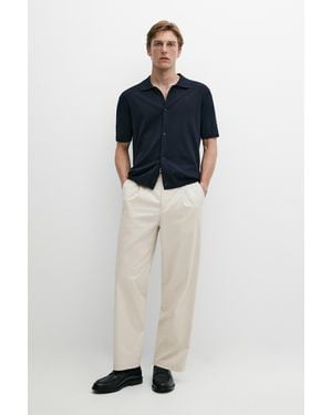 MASSIMO DUTTI Short Sleeve Button-Up Knit Cardigan - Blue