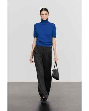 MASSIMO DUTTI Extra Fine Wool Pleated Trousers - White