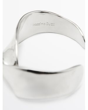 MASSIMO DUTTI Wide Textured Bracelet - White