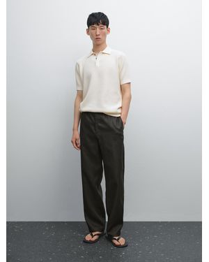 MASSIMO DUTTI Polo Punto Estructura Algodón - Blanco