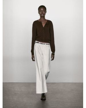 MASSIMO DUTTI Cardigan Avec Boutons Bijou - Blanc